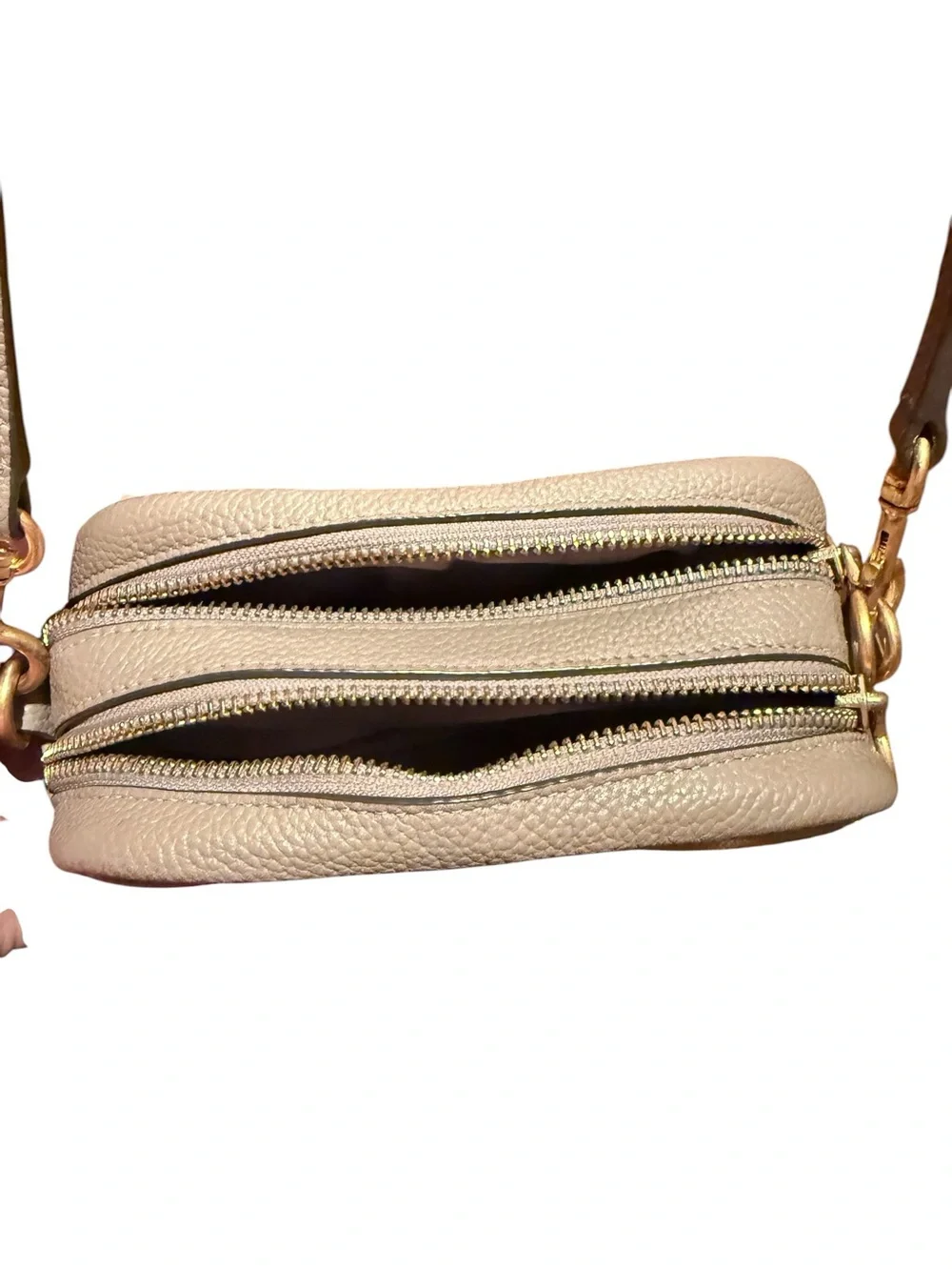 Tory Burch Kira Pebbled Leather Crossbody Bag in Taupe